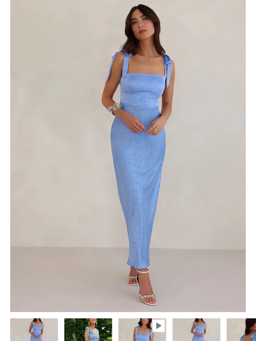 Park & Fifth Powder Blue Tie-Shoulder Maxi Dress